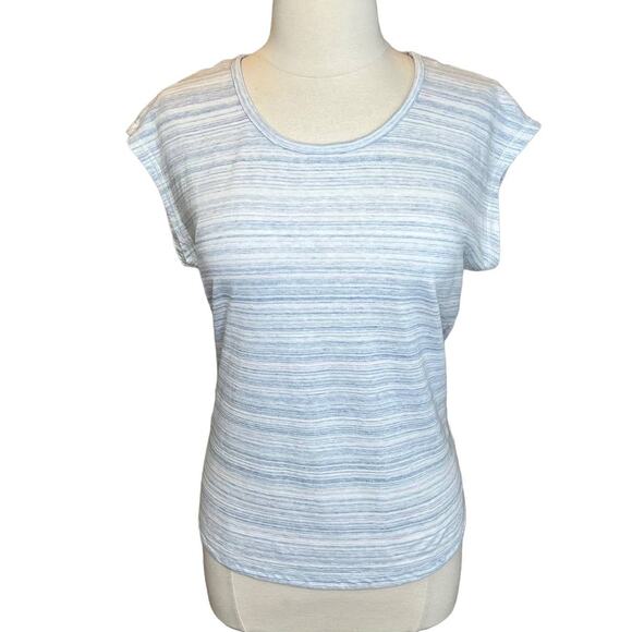 T by Talbots Striped Criss-Cross Back Athletic Cap Sleeve Top Size M - Picture 1 of 8